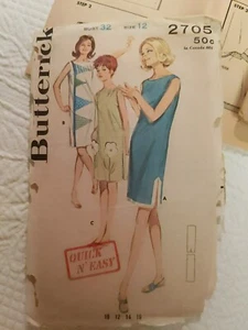 Vintage Butterick 2705 Misses Quick 'N Easy Shift Dress Applique 12 32 - Picture 1 of 4