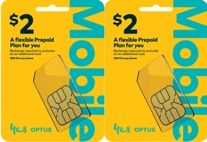 Qty 2 x Optus Prepaid Mobile 4G 5G Nano Micro SIM Card Australian $2 Starter Kit - Bild 1 von 2