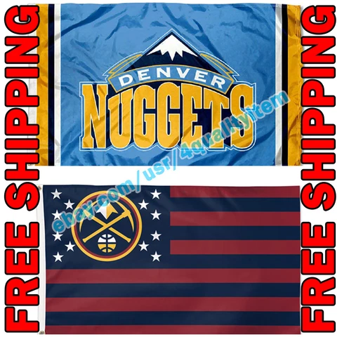 Deluxe Denver Nuggets Logo USA Stars Stripes Flag Banner 3x5 ft NBA Fan 2021 NEW Cover
