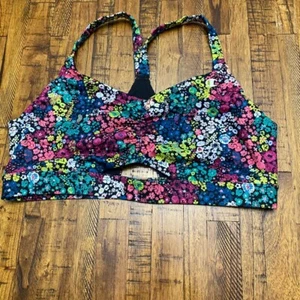 Champion Sports Bra Size XL Activewear Workout Floral Racerback Cutout - Picture 1 of 13