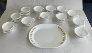 Vintage Corelle Corning Schmetterling Gold Servierplatte & 12 Kaffeetassen Retro - Bild 1 von 6