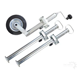 PKW Anhänger Stützen Set mit Stützrad 600mm Stützen und Haltern bis 750kg - Bild 1 von 2