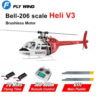 Fly Wing Bell 206 V3 6CH GPS 3D Freies Hauptpaddel RC Hubschrauber RTF 2 Akkus - Bild 1 von 4