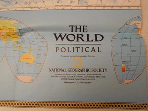 1994 MAP THE WORLD POLITICAL NATIONAL GEOGRAPHIC (9) - Picture 1 of 3