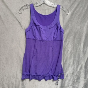 Lululemon Tanktop Damen Medium lila Kordelzug Saum Netzeinsätze Regal BH Yoga - Bild 1 von 11