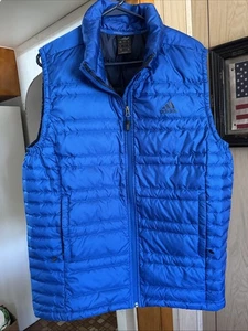 Adidas Vest Jacket Blue Puffer Packable Pockets New Outdoor - Picture 1 of 6