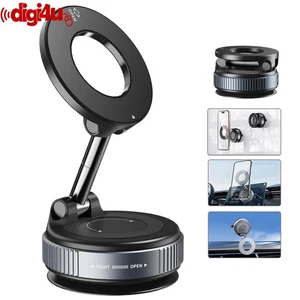 Foldable Vacuum Magnetic Car Phone Holder 360° Rotating Suction Cup Phone Mount - Picture 1 of 9