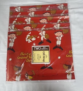 Lote de 5 envolturas de regalo de béisbol vintage CUMPLEAÑOS, ¡Gibson como nuevo! - Imagen 1 de 6