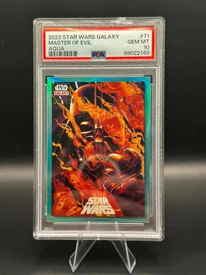 Master of Evil 2023 Topps Star Wars Galaxy AQUA 64/199 Refractor #71 PSA 10 READ - Image 1 of 3