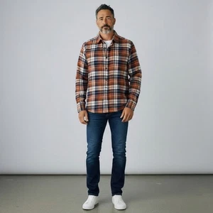 Herren Eddie Bauer kariertes Flanellhemd Langarm Button Down Größe M - Bild 1 von 8
