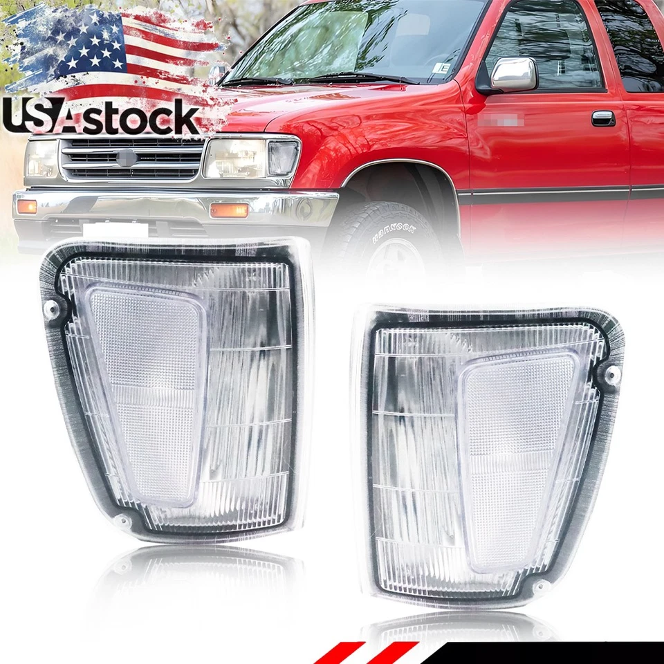 2X Clear Chrome Lens Front Corner Parking Signal Light For 1993-1998 Toyota T100 - Image 1 of 4