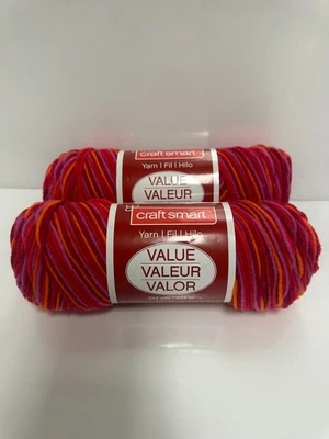 Craftsmart Value yarn multicolor 244 yds red, pink, orange Sangria 244yds 5oz