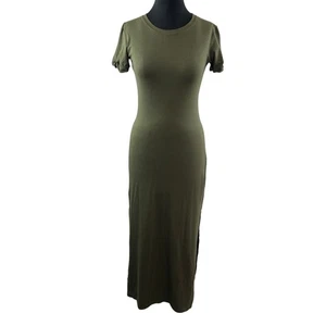 THEORY olivgrünes figurbetontes Kleid Stretch Seitenschlitz Rundhalsausschnitt Größe S P Small - Bild 1 von 10