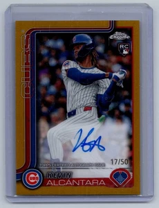 2025 Topps Chrome Kevin Alcantara True Gold RC Auto 17/50 Cubs Rookie - Picture 1 of 2