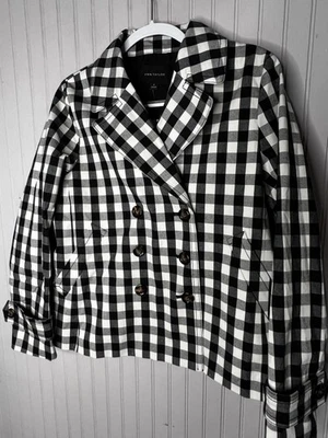Ann Taylor Jacket Womens M Designer Black White Check Button Lined NEW $169 - Image 1 of 4