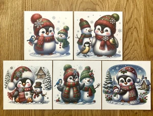 Cute Penguin Christmas card toppers for card making pk5 special offer - Picture 1 of 14