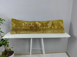 Long Lumbar Pillow Turkish Rug Pillow Decorative Bed Pillow Body Pillow Bench P - Picture 1 of 10