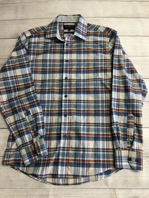 Daniel Hechter Shirt Mens Medium Blue Plaid Modern Fit Non Iron Long Sleeve - Image 1 of 4