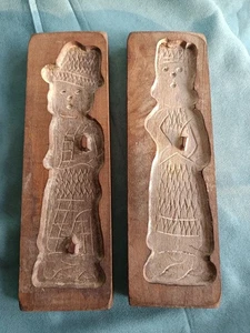2 alte Holzmodel Springerle Mann und Frau Lebkuchen Spekulatius - Bild 1 von 7