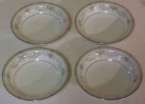 Juego de tazones de salsa de frutas/desierto Noritake Colburn #6107 patrón azul con borde platino - Imagen 1 de 3