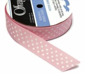 Offray Band - hellrosa mit weißen Tupfen 7/8" breite Borte von Yard M217.25 - Bild 1 von 1