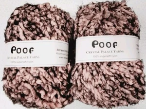 2 Crystal Palace Poof- Poofy Eyelash Yarn 50g Lot of 2 Pink & Black "Tea Rose" - Picture 1 of 4
