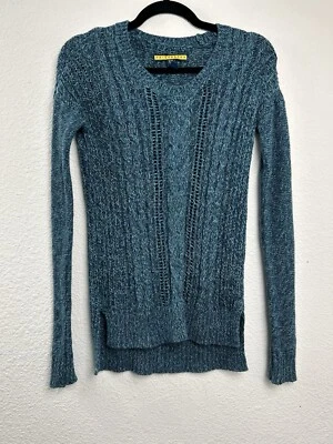 Prince & Fox Teal Turquoise Cable Knit Open Weave Sweater Size XS/TP Preppy - Image 1 of 4
