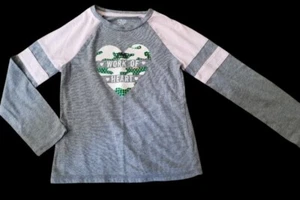 * ATHLETIC WORKS Gray and Pink Sequined Baseball Top Girls 6 6X - Picture 1 of 3