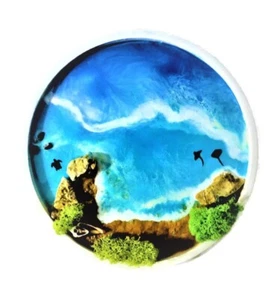 13'' Round 3D resin Painting , Resin Ocean Art ,Christmas gift, Fluid Wall Art - Picture 1 of 8