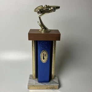 Vintage 1989 Boy Scouts  Pine Wood Derby Race Car 1st Place Trophy Wood - Picture 1 of 13