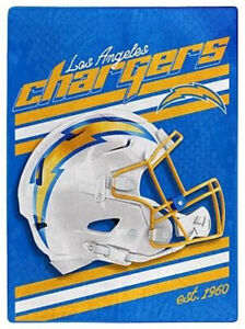 Los Angeles Chargers Speed Helmet Super Size 60X80 Plush Raschel Blanket Throw
