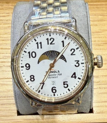 Reloj Shinola The Runwell fase lunar oro 41 mm esfera blanca oro S0120299730 Foto 1 de 2