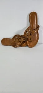 Tory Burch Miller sandali infradito infradito in pelle marrone chiaro con logo - taglia 9 - Foto 1 di 6