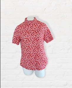Vintage Retro Daisy 1970s Style Top Size L Red Hippie Daisy Mod Blouse - Picture 1 of 13