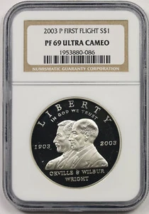 2003-P First Flight Modern Commemorative $1 Proof PF 69 Ultra Cameo NGC - Picture 1 of 4