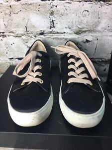 J Slides 8.5 Black Satin pink laces platform low-top Sneakers Tennis Shoes - Picture 1 of 9