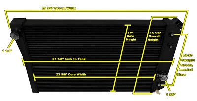 RS 3 Row Black Finish Radiator for 1984-1990 Chevrolet Corvette Small V8 - Image 1 of 4