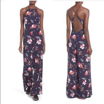 ASTR The Label cross back wide leg jumpsuit navy - Image 1 of 4