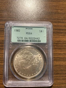 1902-P Morgan Silver Dollar $1 PCGS MINT STATE 64 MS 64 OLD GREEN HOLDER OGH - Picture 1 of 2