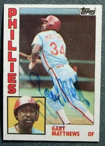 Tarjeta de béisbol Topps 1984 firmada autografiada de los Filis de Filadelfia por Gary Matthews- - Imagen 1 de 1