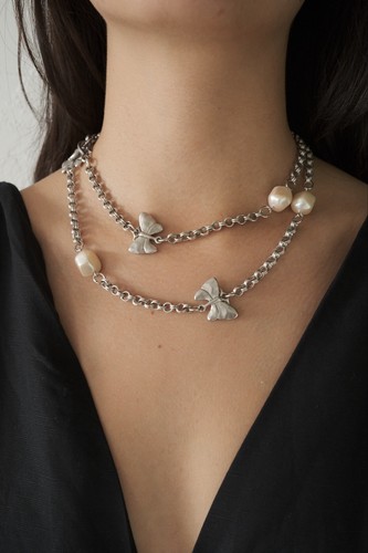 Collana Vintage Givenchy Cintura Farfalla Argento Collana Lunga Pezzo da Collezione