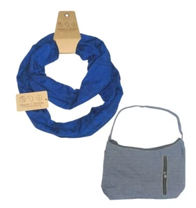 New Threads 4 Thought Infinity Scarf One Size Blue With Travel Bag - Picture 1 of 3