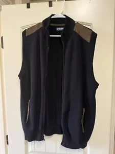 Men’s Chaps Black Vest With Brown Suede Full Zip Size Large - Picture 1 of 3