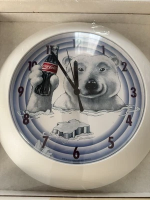 Reloj de Pared Coca Cola Oso Polar Cuarzo 1997 Funciona Embalaje Original Foto 1 de 3