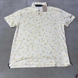 Nike Golf Polo Shirt Mens XL White Yellow Green Pattern Dri-FIT FD5739-113 NWT - Picture 1 of 6