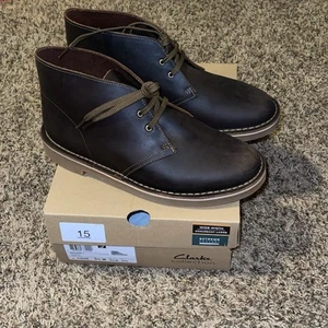 Clarks Men's Bushacre 3 Chukka Boot Beeswax Brown Leather Size 9.5 Wide New - Picture 1 of 8
