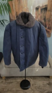 Giacca Capispalla Industriale Vintage Pile Dorato Uomo 38 (M) Blu Abbigliamento da Lavoro... - Foto 1 di 8
