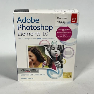 Adobe Photoshop Elements 10 for PC Mac New Sealed - Image 1 of 4