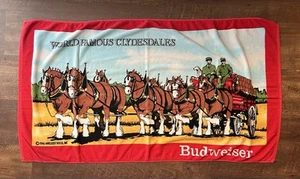 VTG 1986 Budweiser Clydesdales R.A. Briggs Beach Towel Anheuser Busch Man Cave - Picture 1 of 8