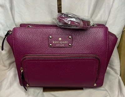 Kate Spade Pebble Leather Crossbody Maroon, New Without Tags - Image 1 of 4